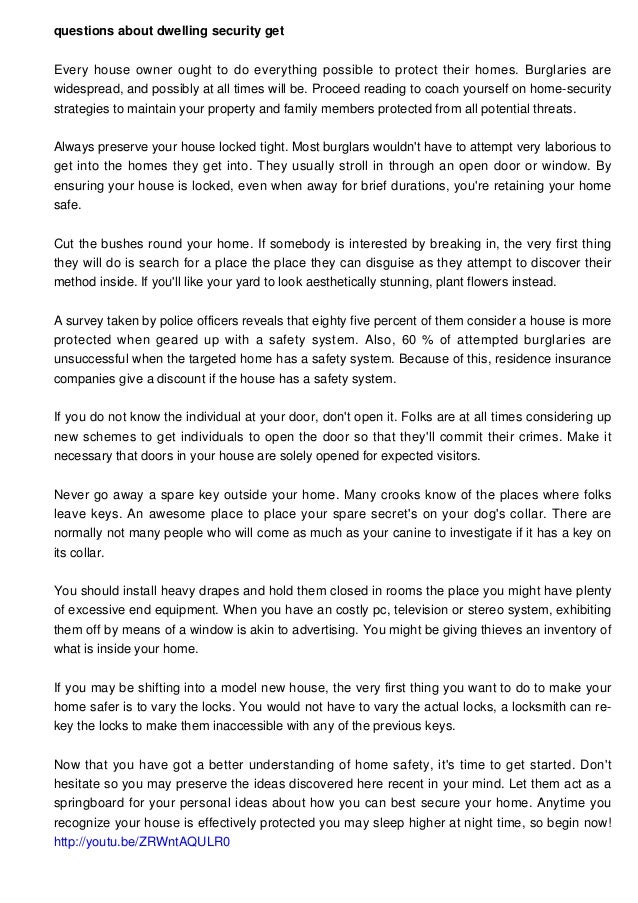 Crucial Residence Security You Need To Know