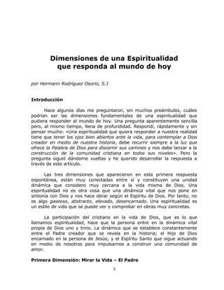 Dimensiones de la espiritualidad que responda al mundo de hoy- P Hermann Rodríguez Osorio, S.J