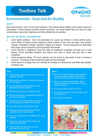 TOOLBOX TALK dust and air quality PDF