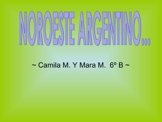 ~ Camila M. Y Mara M.  6º B ~ NOROESTE ARGENTINO... 