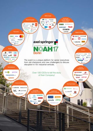 The event is a unique platform for senior executives
from old champions and new challengers to discuss
disruption in 10+ industrial verticals.
Over 100 CEOs to tell the story
of their Company!
B2B & SaaS
Luxury & Fashion
Marketplaces
Industrials,
Automation & IoT
Consumer
Goods, Retail &
Ecommerce
Digital & Media
Fintech
Food &
Restaurants
Gaming & Apps
Healthcare,
Science & Learning
Mobility
Travel & Tourism
fresh flowers delivered
FOLLOW YOUR DREAMS
Payments
5
 