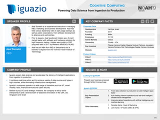 41
COGNITIVE COMPUTING
Powering Data Science from Ingestion to Production
COMPANY PROFILE
▪ Iguazio powers data science an...