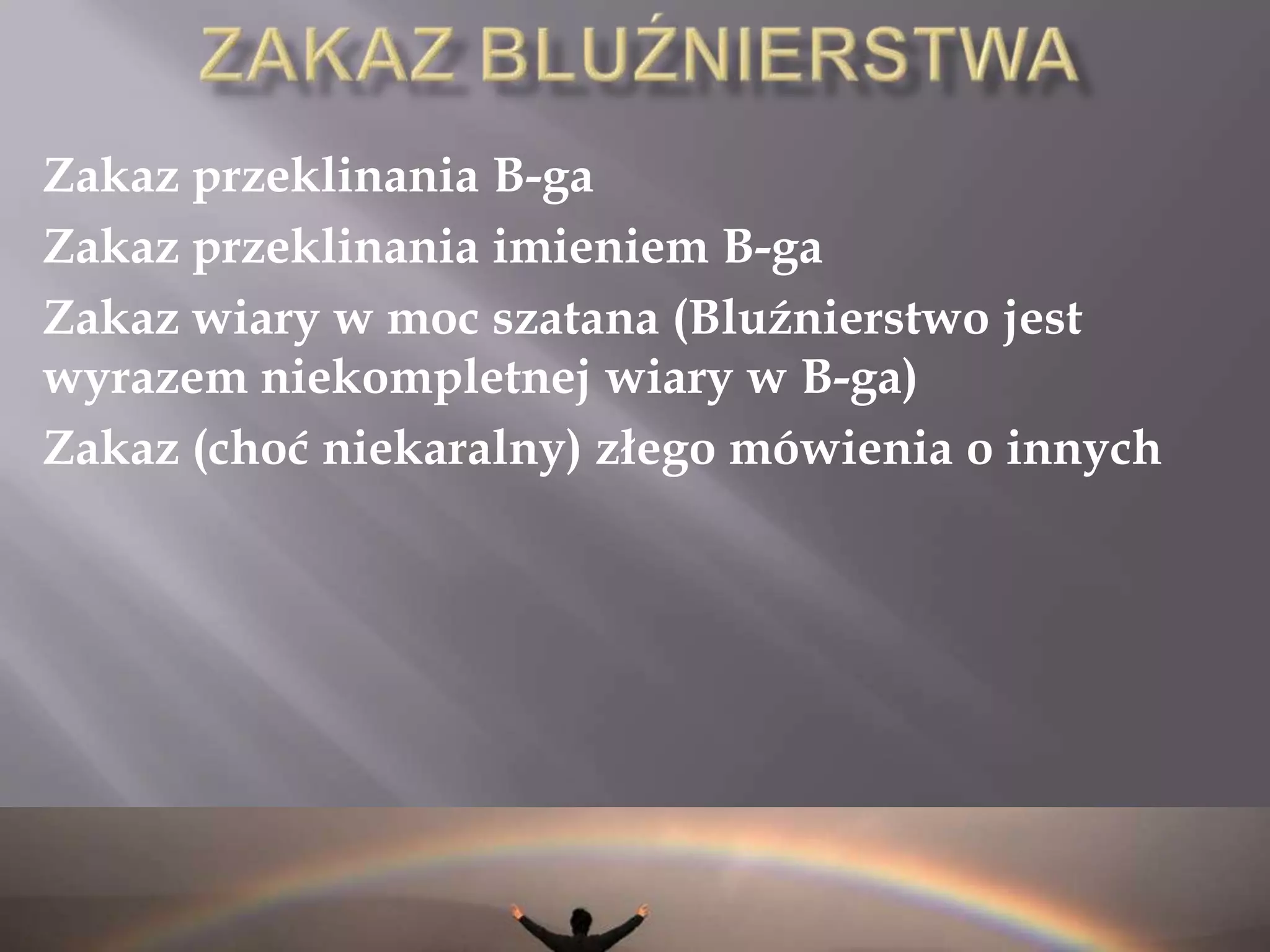 PRAWA NOEGO – czy tylko ?Nagroda za spełnianie praw:When one of the Children of Noah resolves to fulfill the Seven Universal Commandments, his or her soul is elevated. This person becomes one of the ChasideiUmotha‑Olam, the Pious Ones of the Nations, and receives a share of the Eternal World. The Holy Scriptures call one who accepts the yoke of fulfilling the Seven Universal Laws a gertoshav, a proselyte of the gate. This person is permitted to live in the Land of Israel and to enter the Holy Temple in Jerusalem and to offer sacrifices to the God of Israel.When one of the Children of Noah engages in the study of the Seven Universal Laws, he is able to attain a spiritual level higher than the High Priest of the Jews, who alone has the sanctity to enter the Holy of Holies in the Temple in Jerusalem.I 