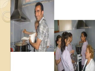 Step - 62 dessertspoonstarch is put in to ¼ milkandmixed. Then it is added in toboilingcauldron.  Whereafterstarch, 2,5 kg sugarandvanillaareadded in tobymixing…Thenall of themarecookedabout 5 minutesmoreandturnoffthe it…