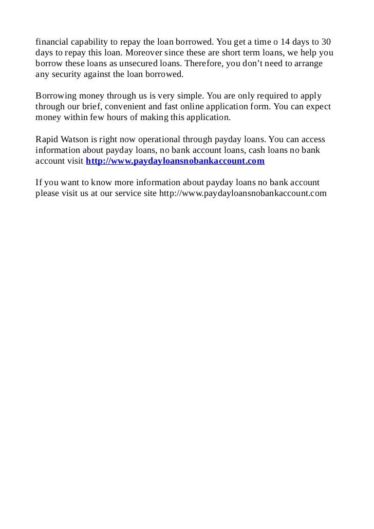 no bank account payday loans loans without bank account letter of intent to borrow money