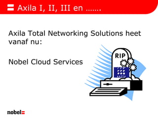 Axila I, II, III en …….Axila Total Networking Solutions heet vanaf nu:Nobel Cloud Services