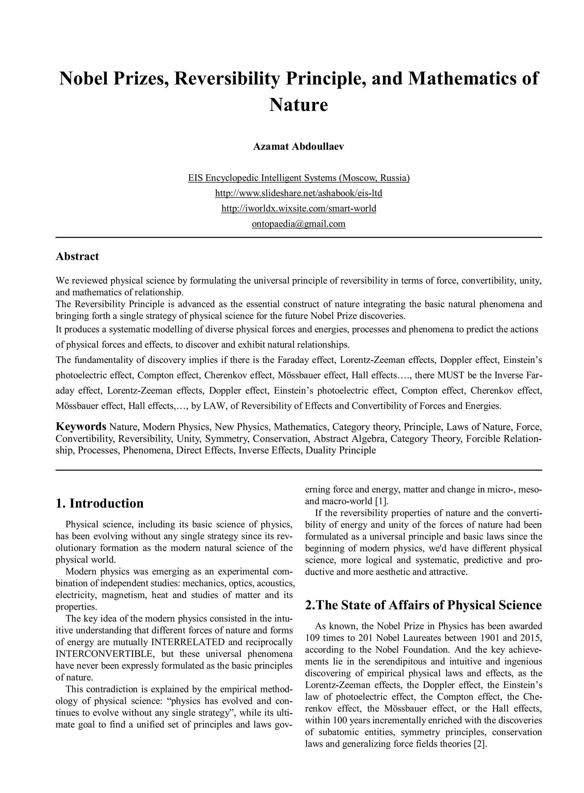 Physics X.0: Nobel prizes, Universal Principle, Mathematics of Nature | PDF