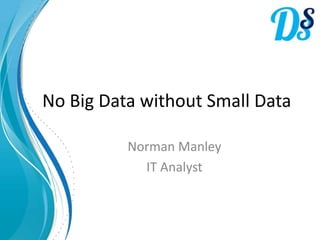 No Big Data without Small Data
Norman Manley
IT Analyst
 