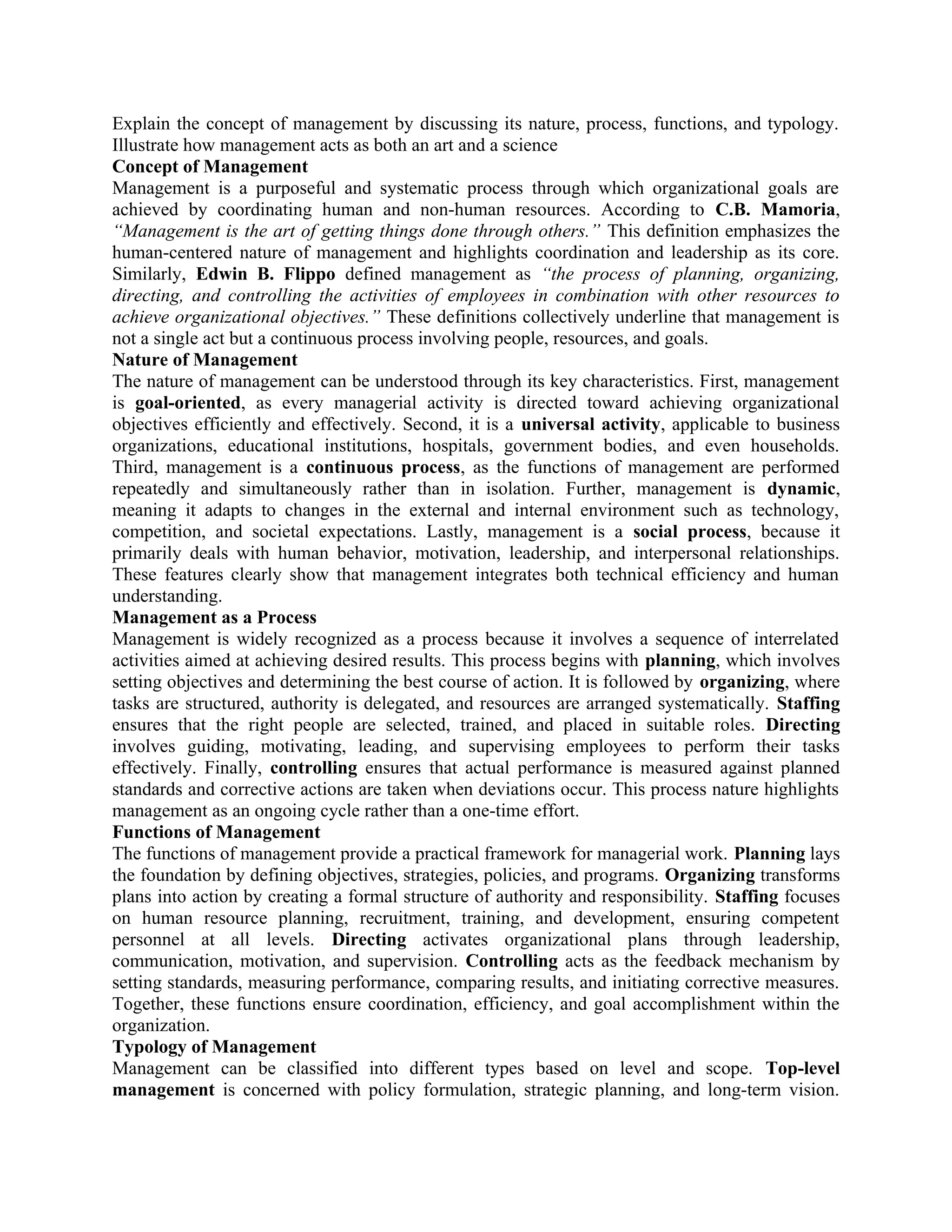management & organization behaviour for Management students | DOCX