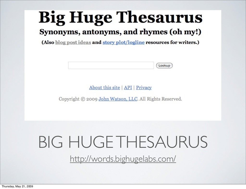 BIG HUGE THESAURUS Thursday,