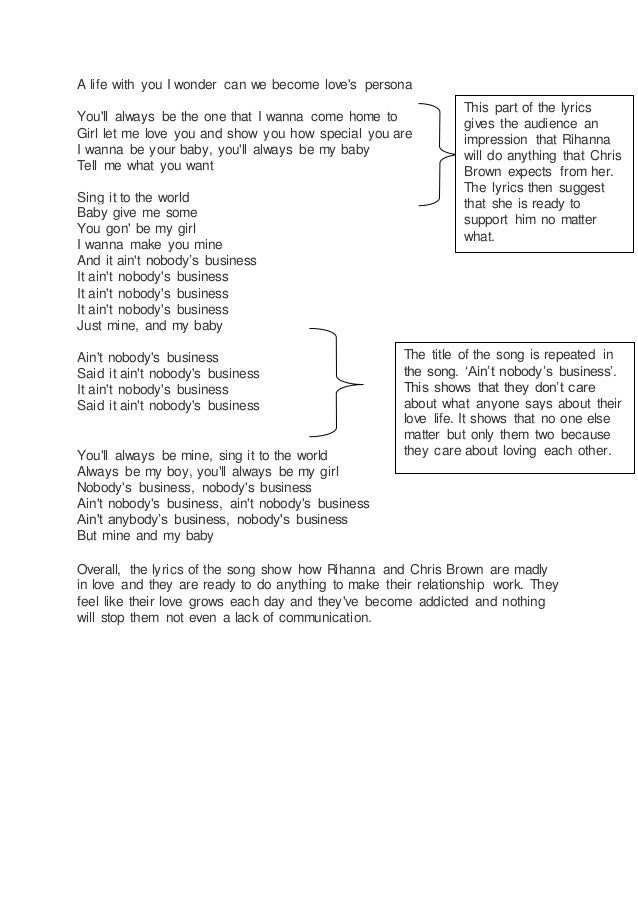 Nobody S Business Annotated Lyrics