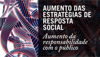 AUMENTO DAS
ESTRATÉGIAS DE
RESPOSTA
SOCIAL
Aumento da
responsabilidade
com o público

 