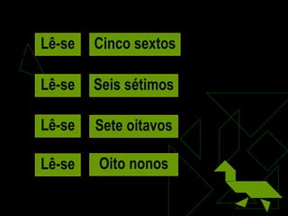 Lê-se Lê-se Lê-se Lê-se Cinco sextos Seis sétimos Sete oitavos Oito nonos 