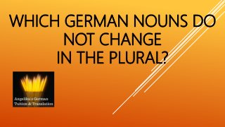 WHICH GERMAN NOUNS DO
NOT CHANGE
IN THE PLURAL?
 