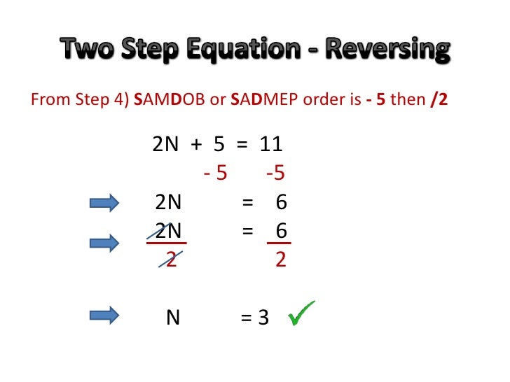 Solving Two Step Equations Using Opposites