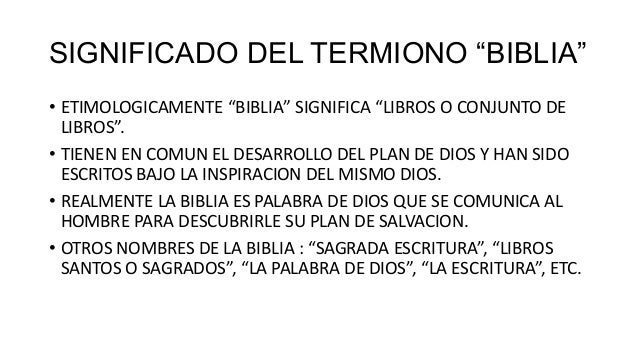 Nociones generales y manejo de la biblia