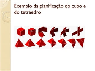 Exemplo da planificação do cubo e
do tetraedro
 