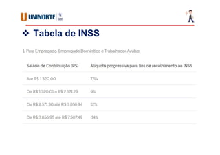  Tabela de INSS
 
