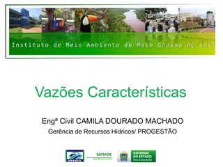 Instituto de Meio Ambiente de Mato Grosso do Sul
Vazões Características
Engª Civil CAMILA DOURADO MACHADO
Gerência de Recursos Hídricos/ PROGESTÃO
 