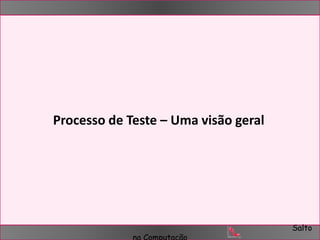 Salto 
Processo de Teste – Uma visão geral 
na Computação 
 