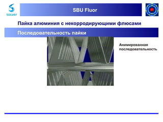 SBU Fluor
SBU Fluor

Пайка алюминия с некорродирующими флюсами
Последовательность пайки
Анимированная
последовательность

 
