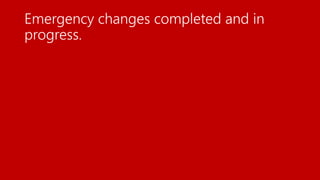 Emergency changes completed and in
progress.
 