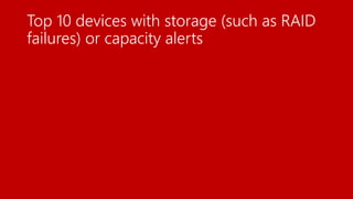 Top 10 devices with storage (such as RAID
failures) or capacity alerts
 