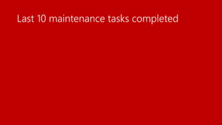Last 10 maintenance tasks completed
 