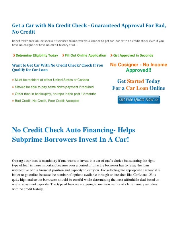 No Credit Check Auto Financing