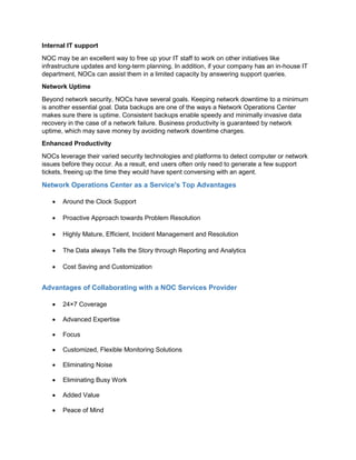 Network Operations Center (NOC Services) | PDF