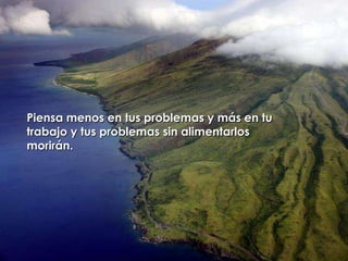 Piensa menos en tus problemas y más en tu trabajo y tus problemas sin alimentarlos morirán.