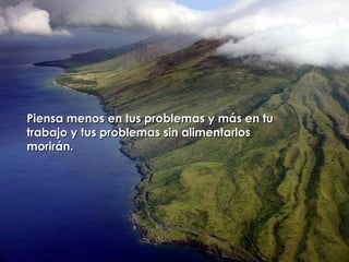 Piensa menos en tus problemas y más en tu trabajo y tus problemas sin alimentarlos morirán. 