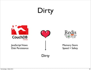 Dirty



                    JavaScript Views            Memory Store
                    Disk Persistence            Spee...