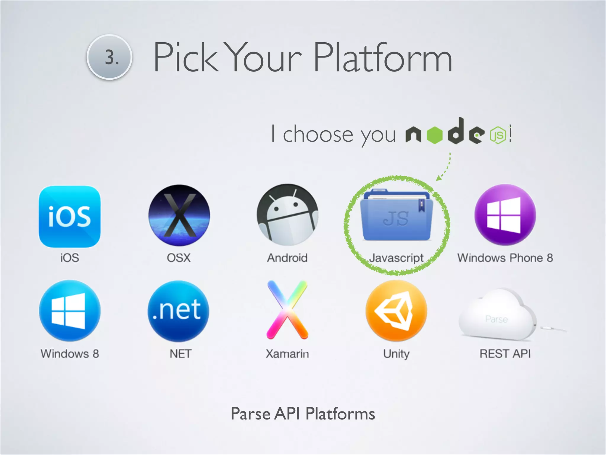 3. Pick Your Platform I choose you Parse API Platforms ! 