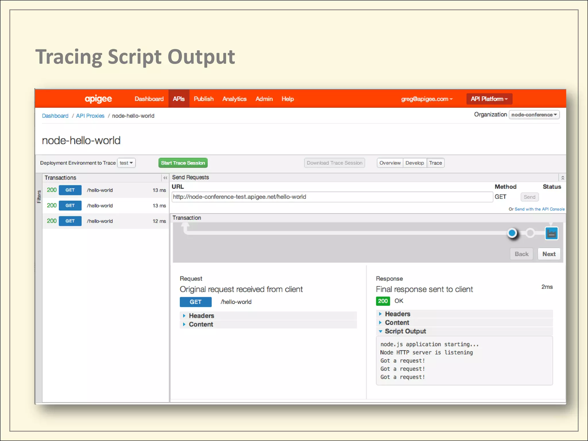 Tracing Script Output 