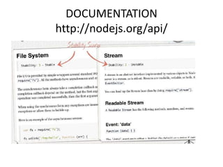 DOCUMENTATION
http://nodejs.org/api/

 