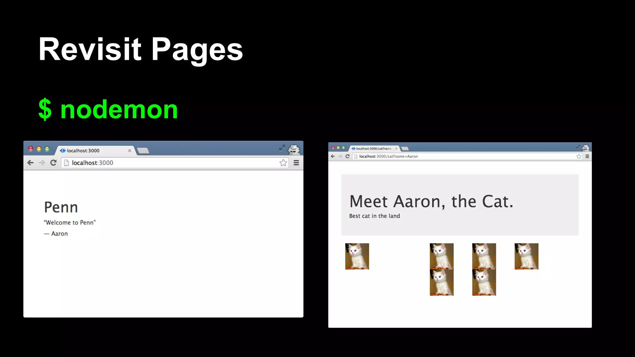 Revisit Pages
$ nodemon
 