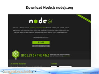 12 http://www.anglebrackets.org
Download Node.js nodejs.org
 