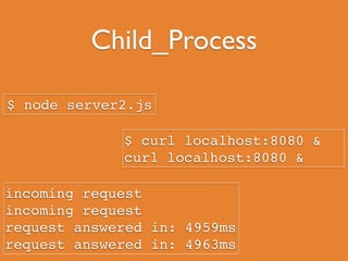 Skalierung
Node.js ist im Normalfall Single Threaded und
kann deswegen nur mit einer bestimmten Anzahl
von Anfragen umgehen. Ressourcen eines
Servers können nicht vollständig ausgeschöpft
werden.
Es existieren mehrere Lösungszenarien.
 