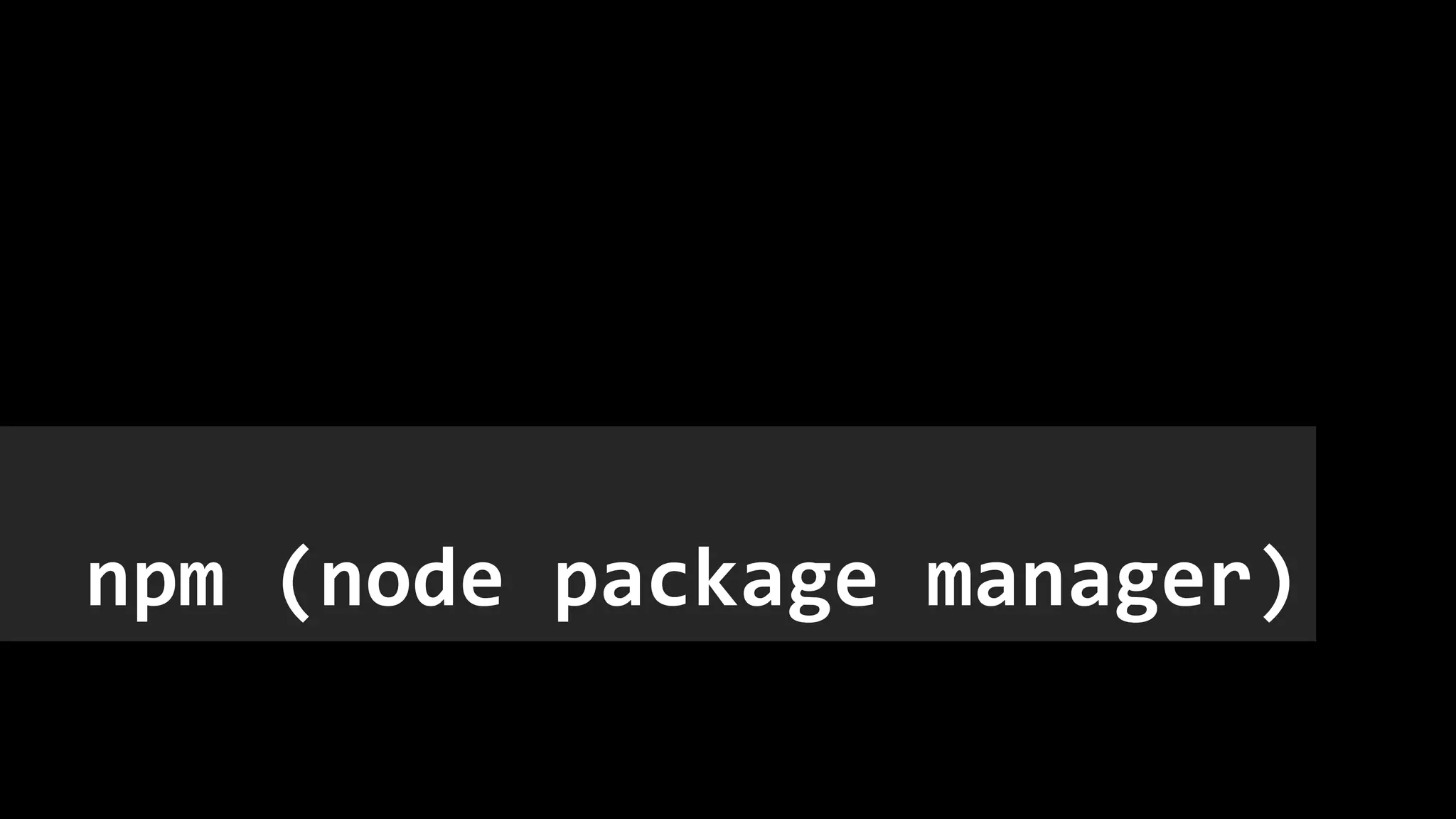 npm (node package manager)
 