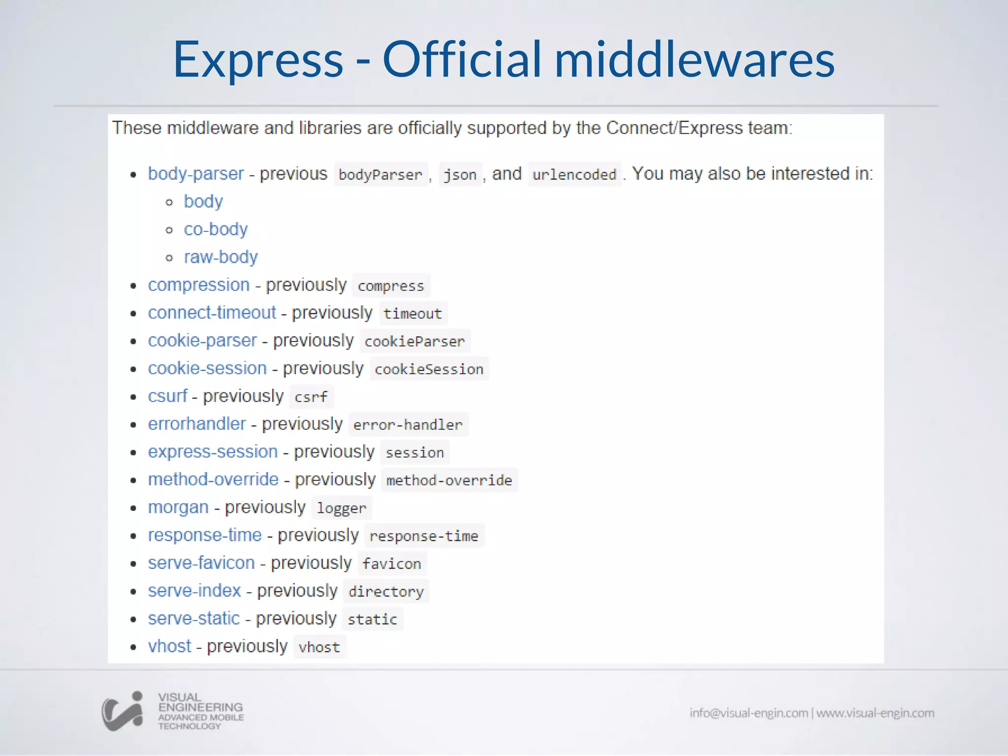 Express - Official middlewares
 