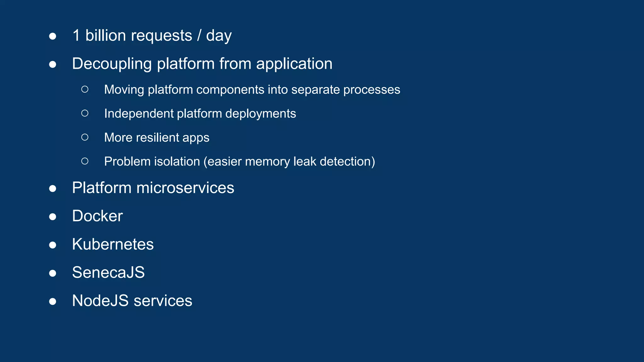 ● Fast startup/re-start
○ Cold cache to avoid service invocation
○ Pre-compiling template @ deployment
○ Pre-externalizing resources @ deployment
● Progressive rendering/streaming @ browser side
● Progressive chunking/streaming @ service side
● Performance tuning
○ Flame Graphs
○ Waterfall charts @ server side
 