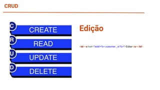 CRUD
<td><a href="/edit/<%= customer._id %>">Editar</a></td>
Edição
 