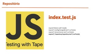Repositório
require("dotenv-safe").load();
require("./config/mongodb.test").runTests();
require("./server/server.test").runTests();
require("./repository/repository.test").runTests();
index.test.js
 