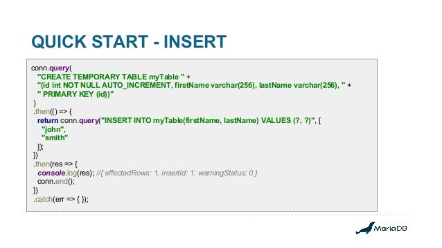 Building Better Node Js Applications On Mariadb