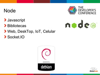 Globalcode – Open4education
Node
Javascript
Bibliotecas
Web, DeskTop, IoT, Celular
Socket.IO
 