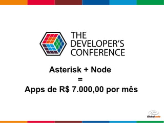 Globalcode – Open4education
Asterisk + Node
=
Apps de R$ 7.000,00 por mês
 