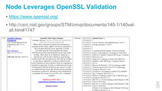  https://www.openssl.org/
 http://csrc.nist.gov/groups/STM/cmvp/documents/140-1/140val-
all.htm#1747
5
Node Leverages OpenSSL Validation
 
