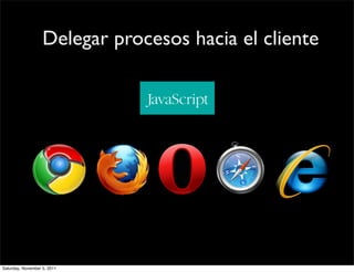 Delegar procesos hacia el cliente




Saturday, November 5, 2011
 