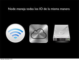 Node maneja todas los IO de la misma manera




Saturday, November 5, 2011
 
